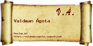 Valdman Ágota névjegykártya
